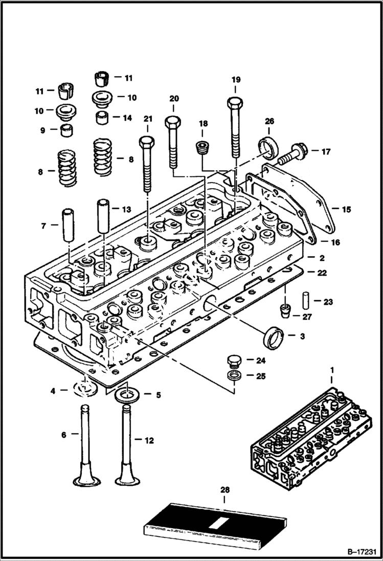 Схема запчастей Bobcat 900s - CYLINDER HEAD POWER UNIT