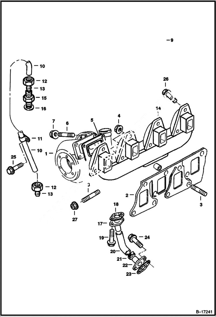 Схема запчастей Bobcat 900s - TURBO CHARGER - MANIFOLD EXHAUST POWER UNIT