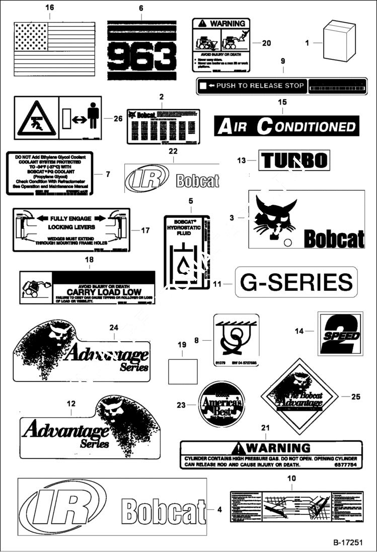 Схема запчастей Bobcat 900s - DECALS (Outside) ACCESSORIES & OPTIONS