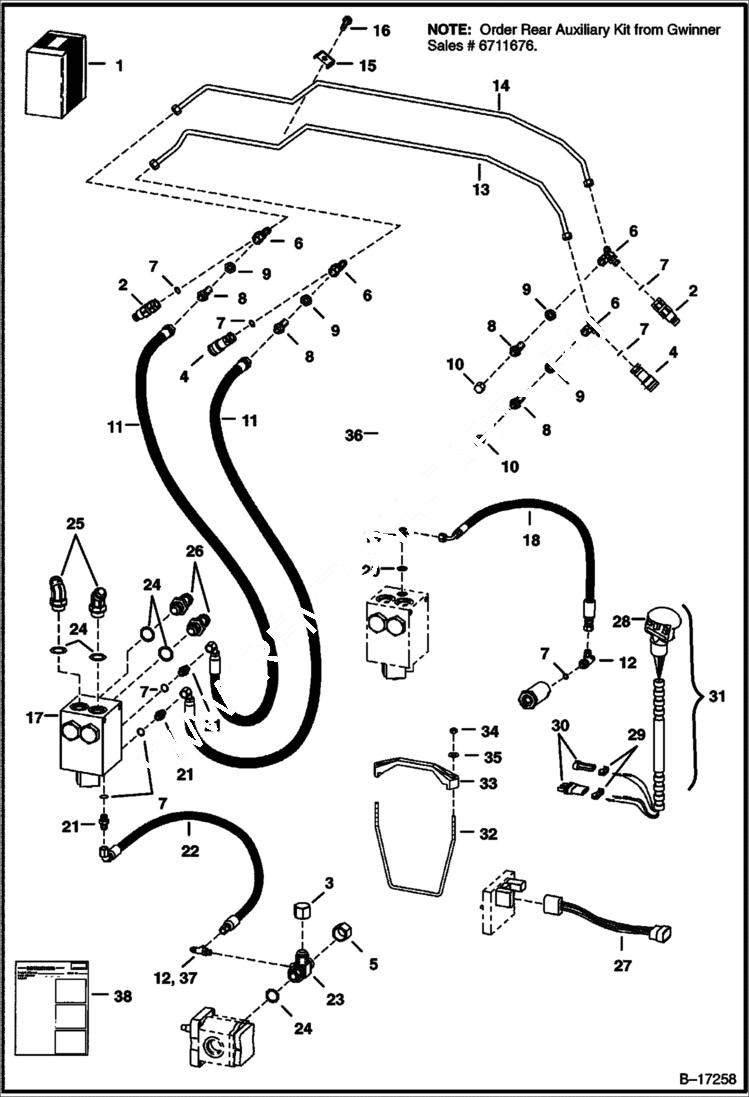 Схема запчастей Bobcat 700s - REAR AUXILIARY (W/Pressure Relief Features & FF Couplers) ACCESSORIES & OPTIONS