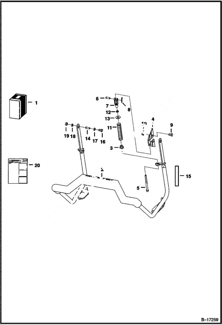 Схема запчастей Bobcat 700s - SEAT BAR KIT (Forward Position Compression Spring) ACCESSORIES & OPTIONS