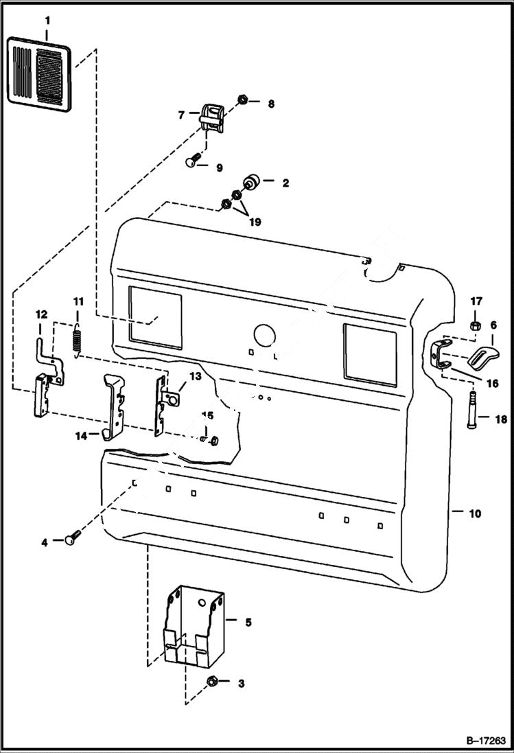 Схема запчастей Bobcat 700s - REAR DOOR MAIN FRAME