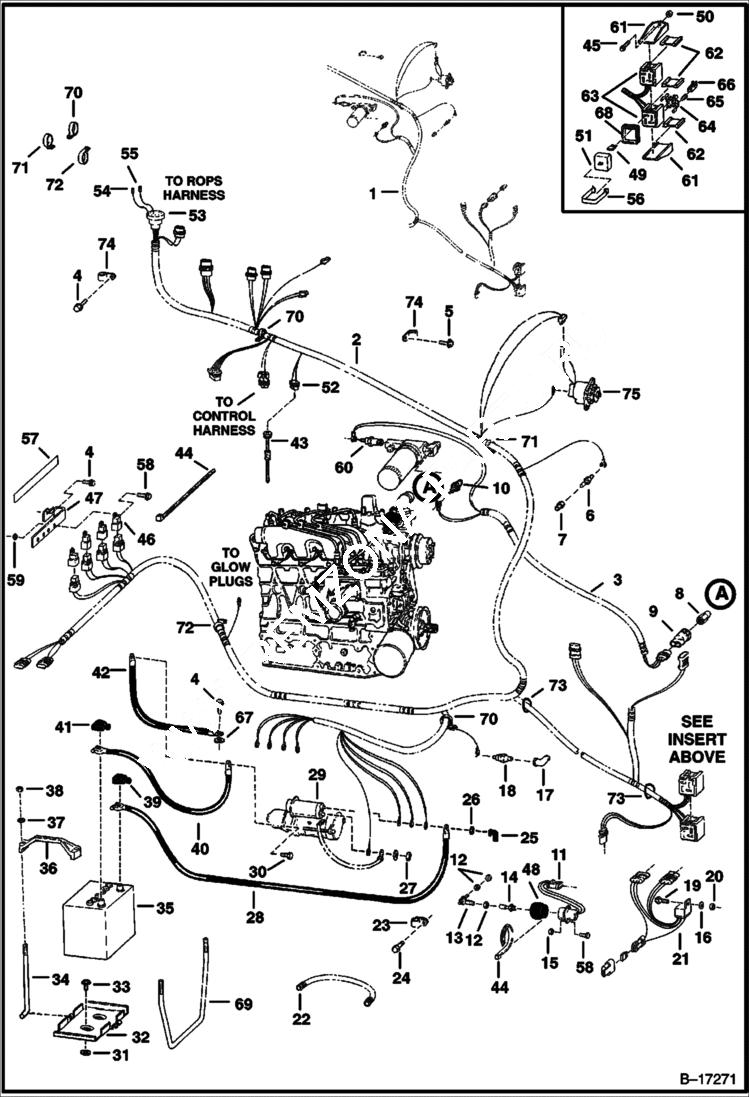 Схема запчастей Bobcat 700s - ENGINE ELECTRICAL CIRCUITRY ELECTRICAL SYSTEM