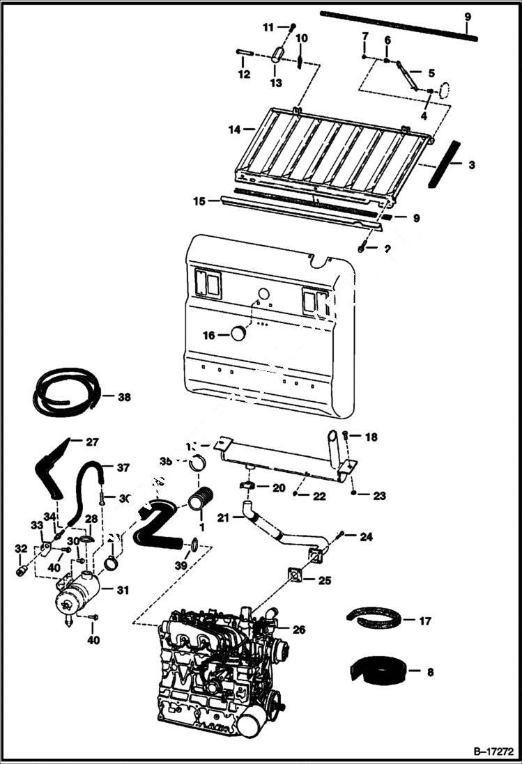 Схема запчастей Bobcat 700s - ENGINE & ATTACHING PARTS (Air Cleaner, Muffler & Grill) POWER UNIT