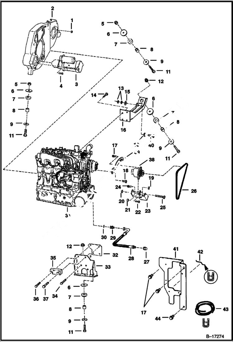 Схема запчастей Bobcat 700s - ENGINE & ATTACHING PARTS (Engine Mounts) POWER UNIT