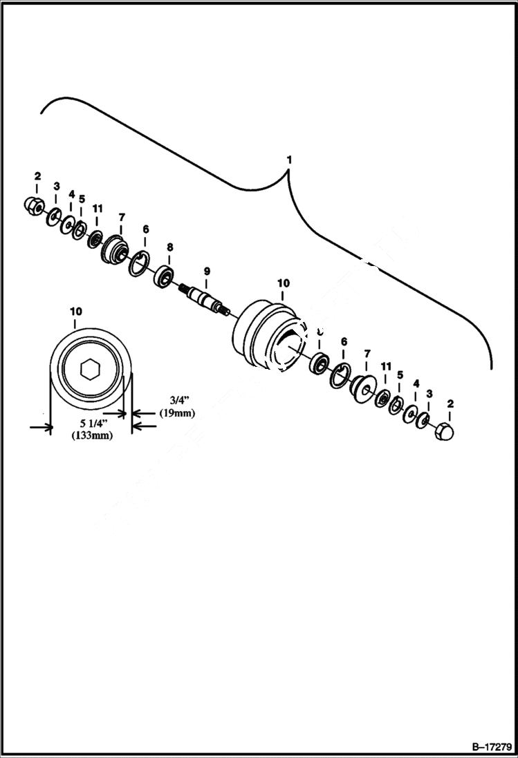 Схема запчастей Bobcat 325 - TRACK ROLLER (Rubber Tracks) (W/O Oil Plug) (S/N 232311036 & 232411020 & Below) UNDERCARRIAGE