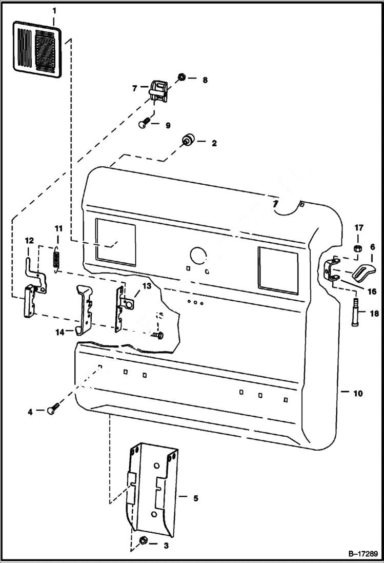 Схема запчастей Bobcat 700s - REAR DOOR (One Piece) (S/N 5096 43761 & Abv, 5096 16768-34999) MAIN FRAME