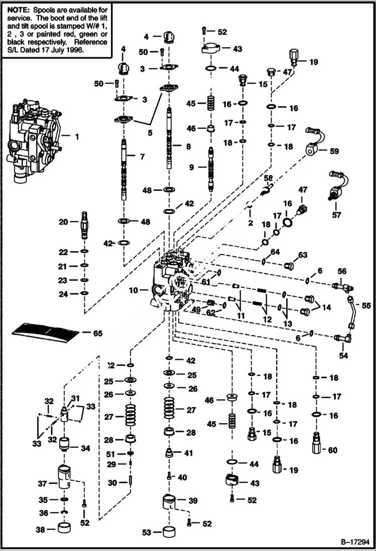 Схема запчастей Bobcat 700s - HYDRAULIC CONTROL VALVE (W/BICS Valve) (S/N 5096 40660 & Above, 5096 16542-34999) HYDRAULIC SYSTEM