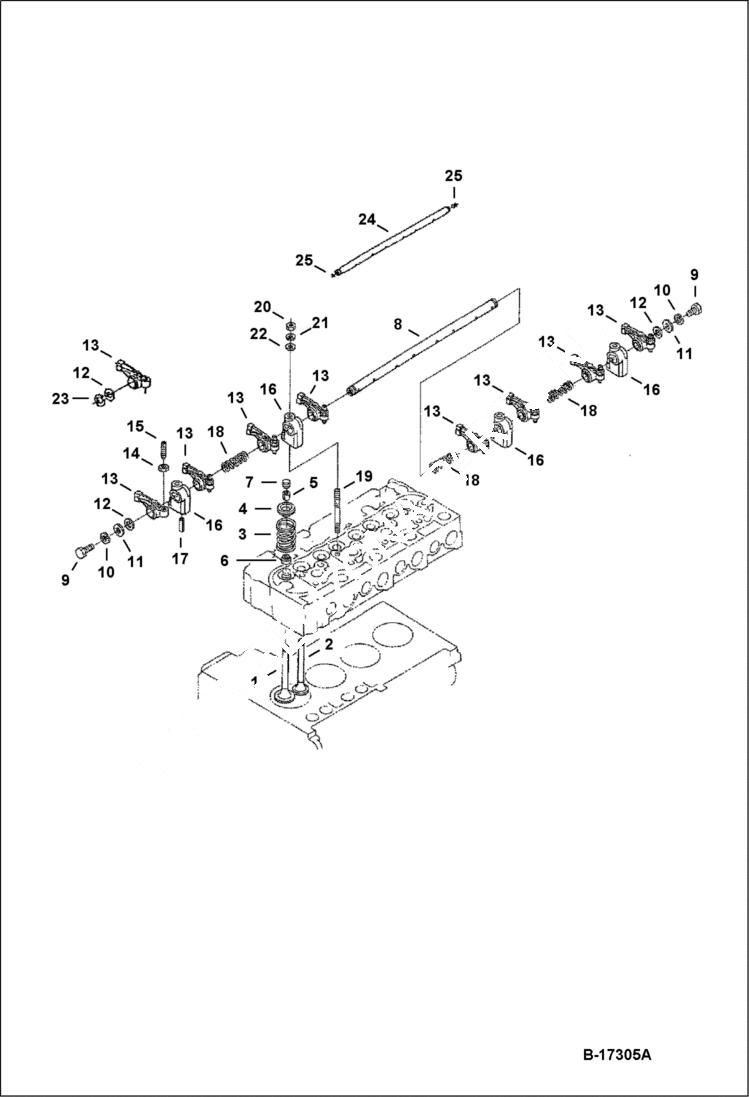 Схема запчастей Bobcat 700s - VALVE ROCKER ARM (Kubota - V2003T) (1G622-00000) POWER UNIT