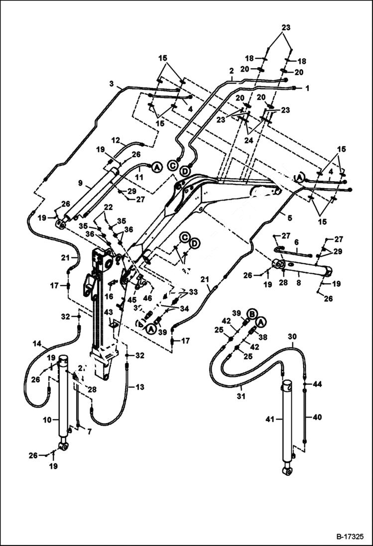 Схема запчастей Bobcat 334 - HYDRAULIC CIRCUITRY (Extendable Arm) HYDRAULIC SYSTEM