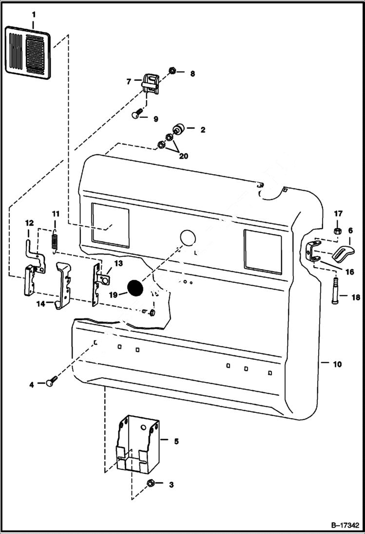 Схема запчастей Bobcat 700s - REAR DOOR (One Piece) (S/N 5122 25976 & Abv, 5124 41138 & Abv, 5126 12659 & Abv) MAIN FRAME