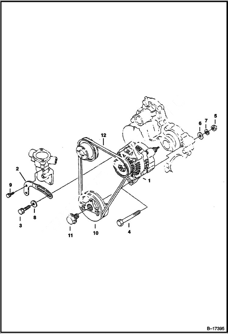 Схема запчастей Bobcat 6KW - ALTERNATOR & PULLEY MAIN FRAME