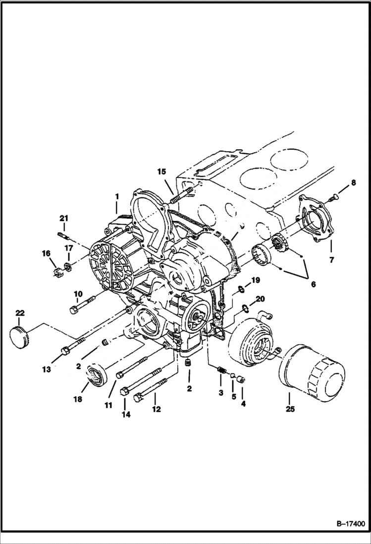 Схема запчастей Bobcat B100 - GEAR CASE POWER UNIT