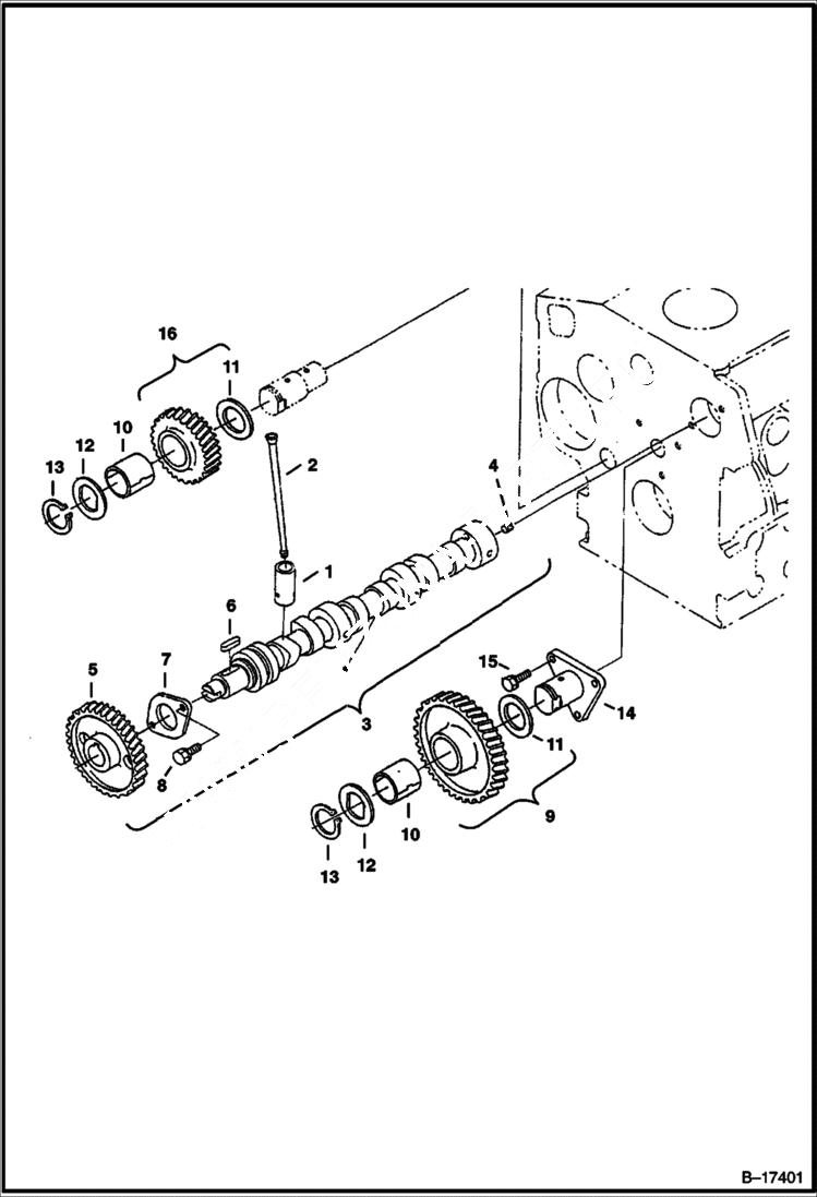 Схема запчастей Bobcat B100 - CAMSHAFT W/O Turbo Charger POWER UNIT