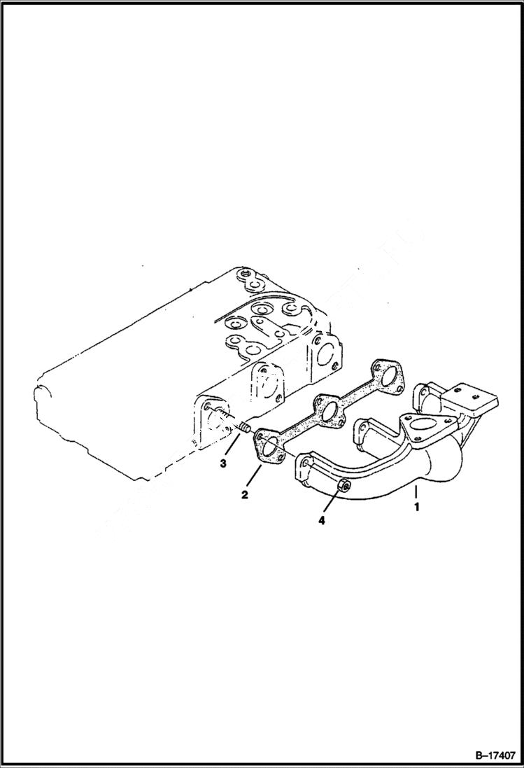 Схема запчастей Bobcat B100 - EXHAUST MANIFOLD (W/Turbo Charger) POWER UNIT