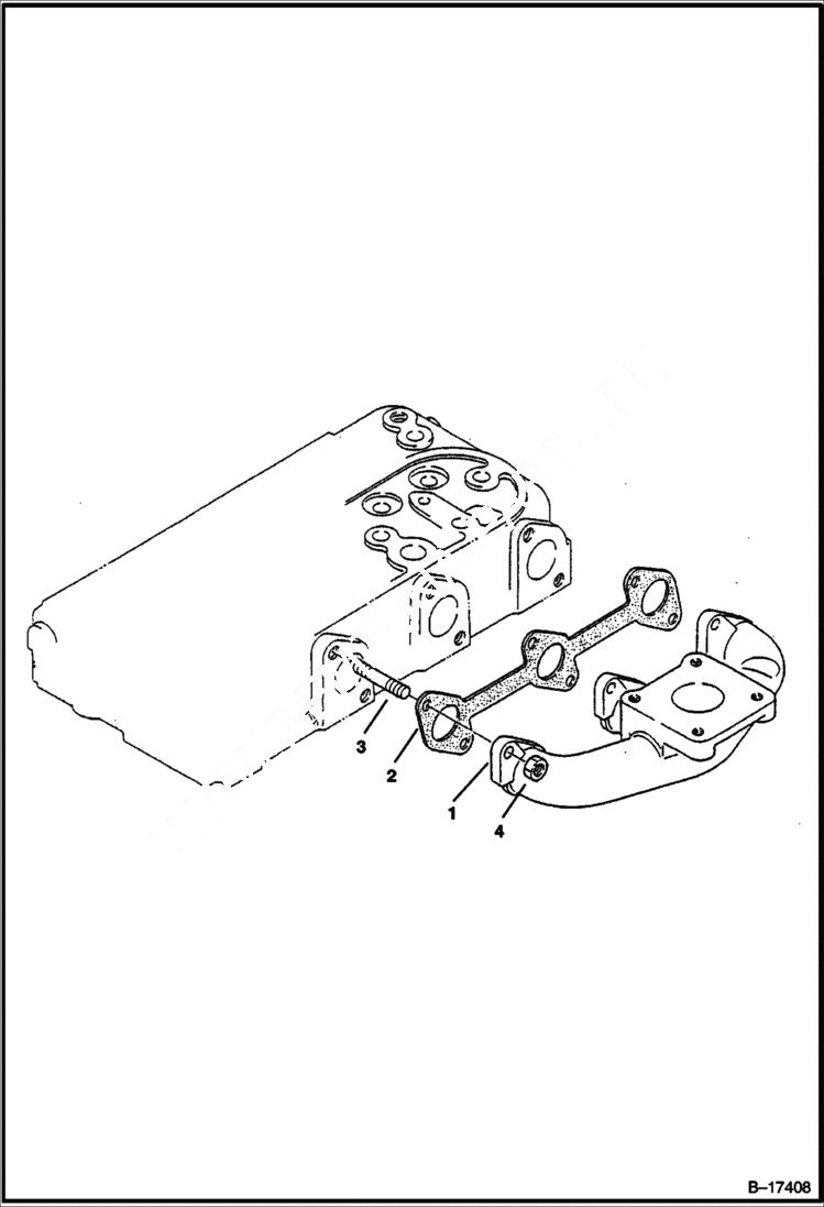 Схема запчастей Bobcat B100 - EXHAUST MANIFOLD W/O Turbo Charger POWER UNIT