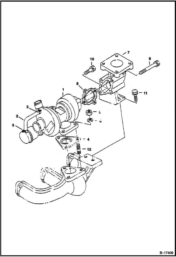 Схема запчастей Bobcat B100 - TURBO CHARGER POWER UNIT