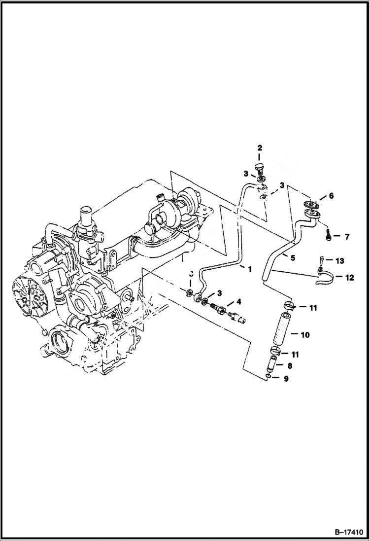 Схема запчастей Bobcat B250 - OIL PIPE Turbo Charger POWER UNIT