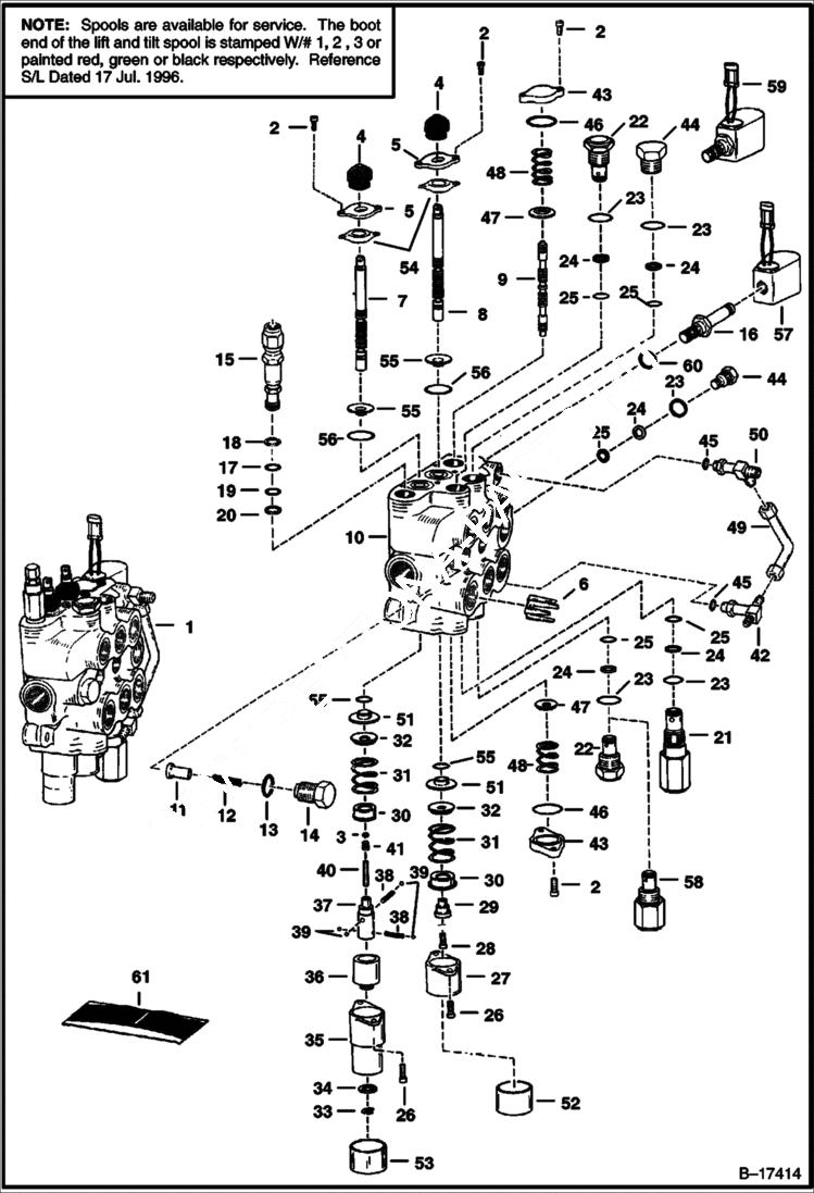 Схема запчастей Bobcat 700s - HIGH FLOW HYDRAULICS (Hydraulic Control Valve) (S/N 5122 20297 & Below, 5126 12257 & Below) HIGH FLOW HYDRAULICS