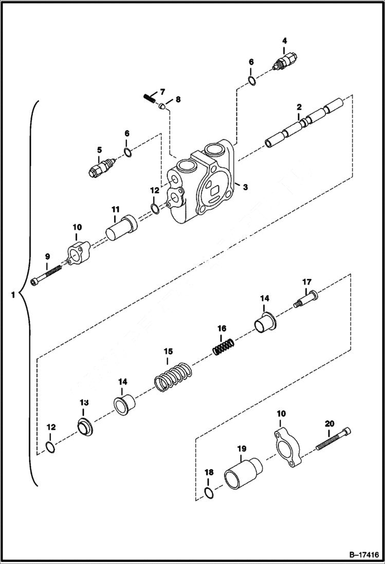 Схема запчастей Bobcat 334 - VALVE SECTION (Arm) (S/N 232512782 & Below, 232711433 & Below, 232612157 & Below) HYDRAULIC SYSTEM