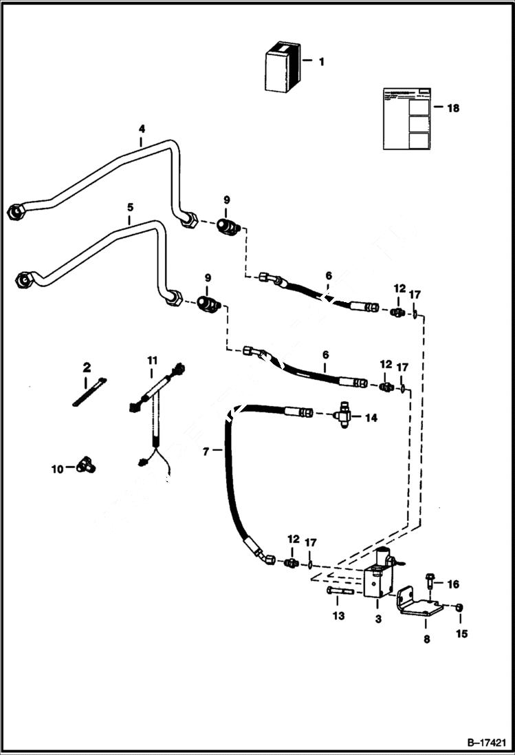 Схема запчастей Bobcat 700s - PRESSURE RELEASE KIT (High Flow Hydraulics) (W/O Rear Auxiliaries) ACCESSORIES & OPTIONS