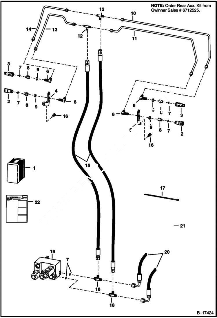 Схема запчастей Bobcat 700s - REAR AUXILIARY (High Flow Hydraulics) (W/ FF Couplers) ACCESSORIES & OPTIONS