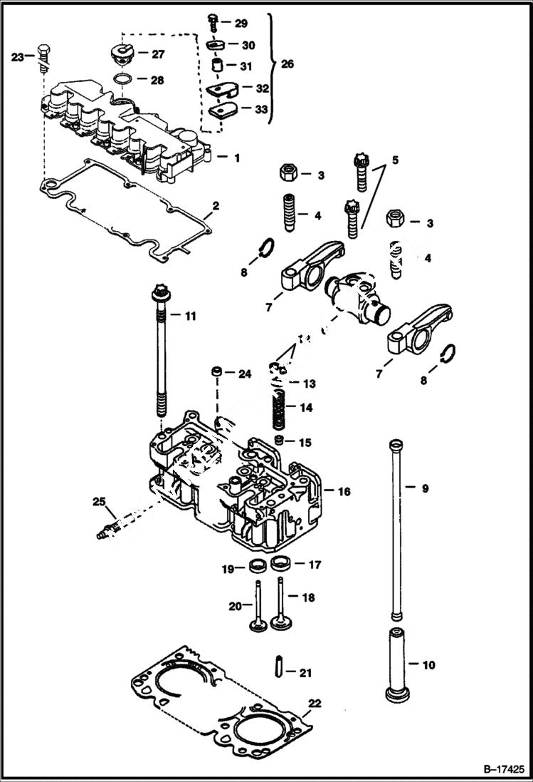 Схема запчастей Bobcat A-Series - CYLINDER HEAD & COVER POWER UNIT