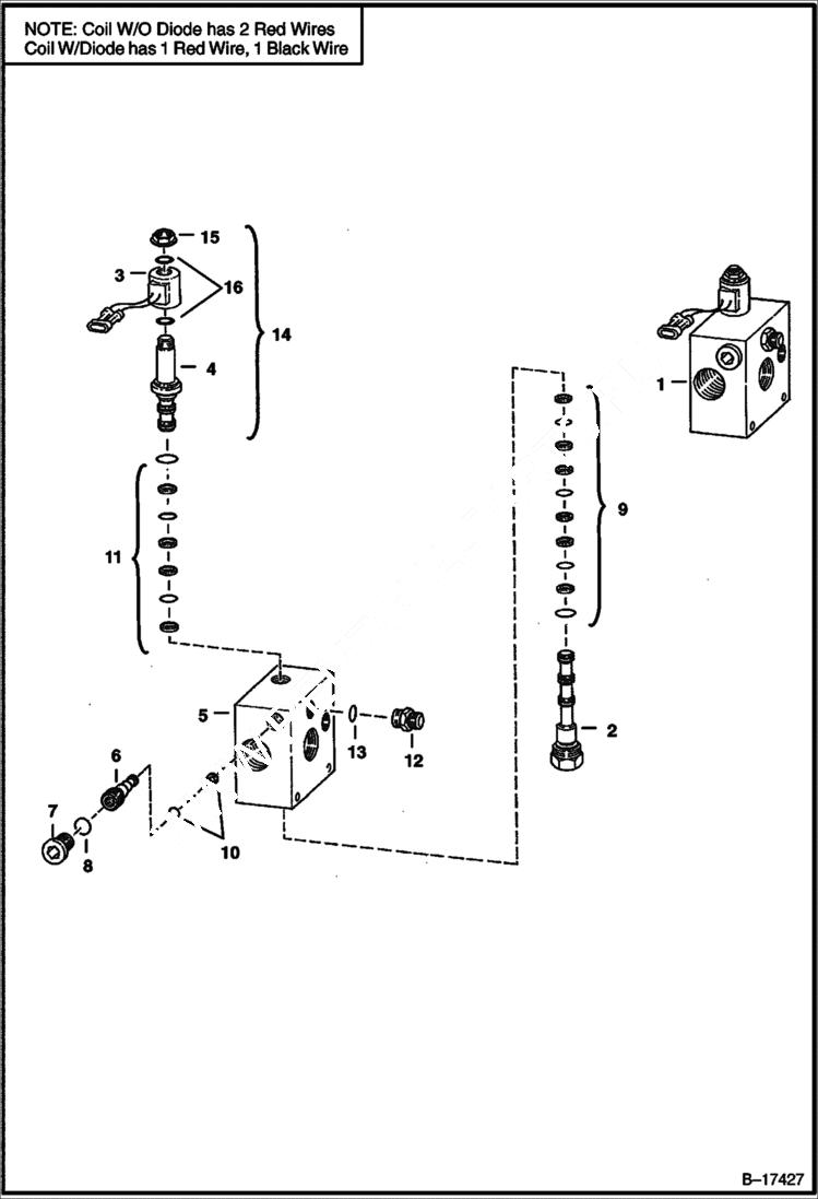 Схема запчастей Bobcat 500s - TILT LOCK VALVE HYDRAULIC SYSTEM