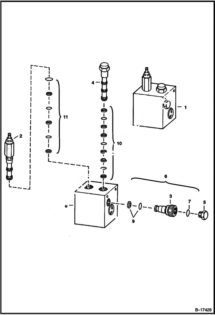 Схема запчастей Bobcat 500s - LIFT LOCK VALVE HYDRAULIC SYSTEM