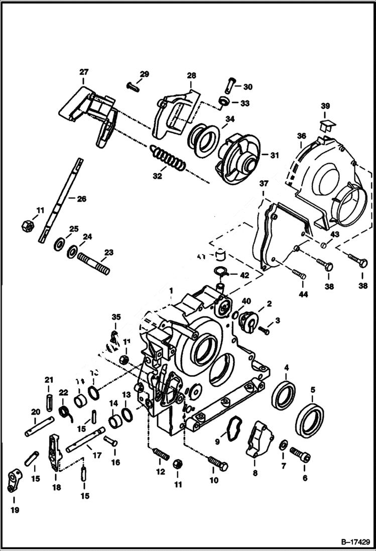 Схема запчастей Bobcat 800s - FRONT COVER POWER UNIT