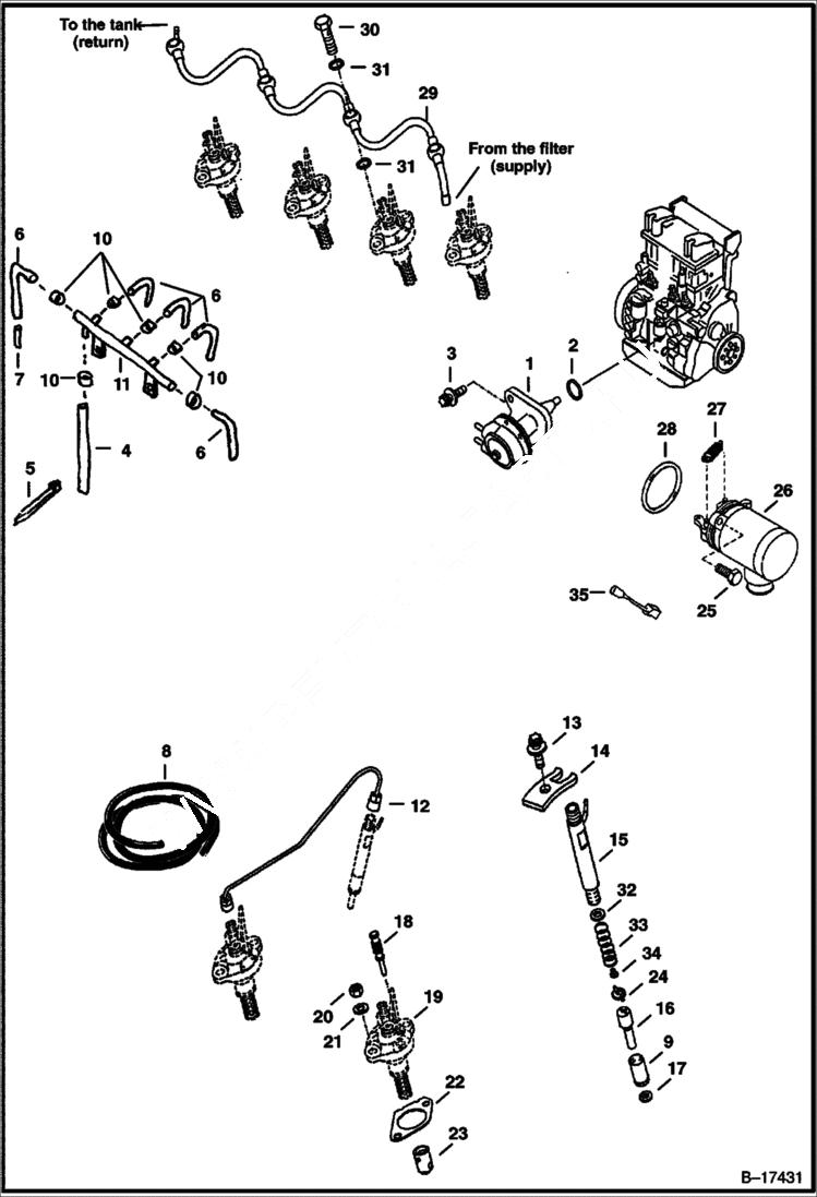 Схема запчастей Bobcat 800s - FUEL INJECTION SYSTEM POWER UNIT