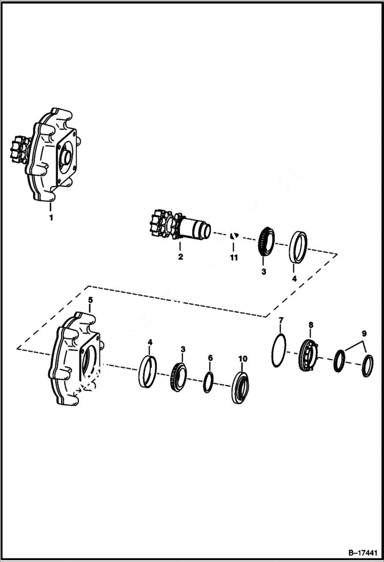 Схема запчастей Bobcat 700s - MOTOR CARRIER (Drive Motor Mount Assy.) DRIVE TRAIN