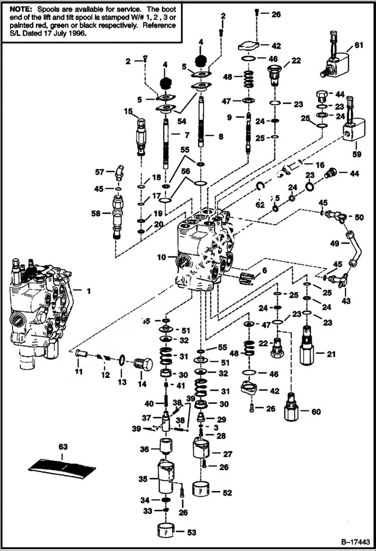 Схема запчастей Bobcat 700s - HYDRAULIC CONTROL VALVE HYDRAULIC SYSTEM