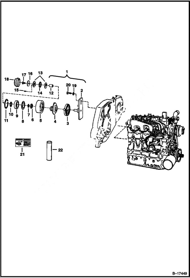 Схема запчастей Bobcat 700s - ENGINE & ATTACHING PARTS (Spring Loaded Idler) POWER UNIT