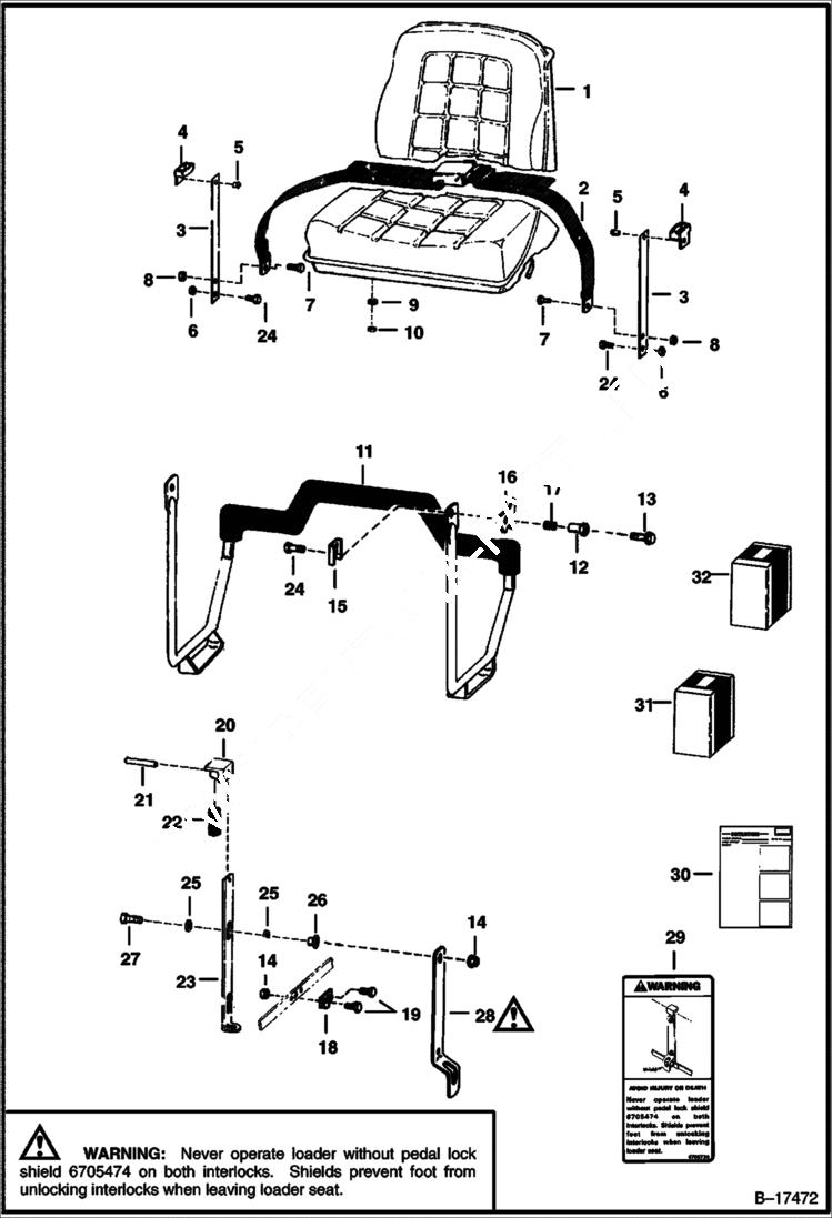 Схема запчастей Bobcat 700s - SEAT & SEAT BAR MAIN FRAME