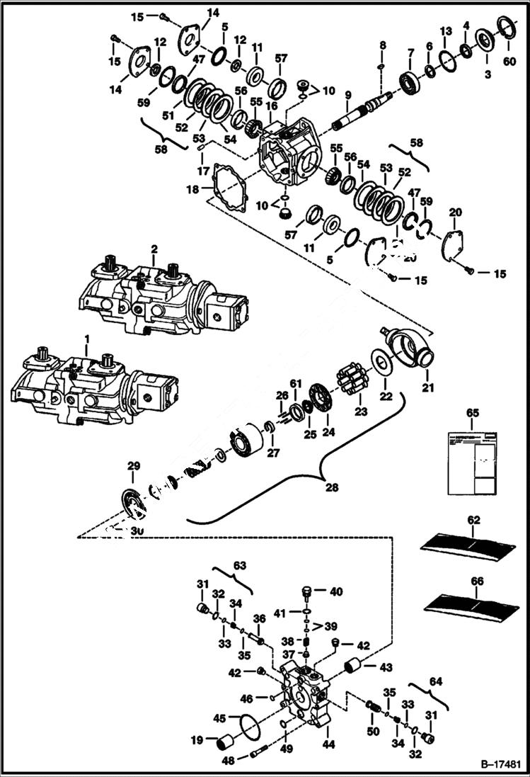 Схема запчастей Bobcat 700s - HYDROSTATIC PUMP (Models M91-35906, 35908, 35910, 35911 & 35916) HYDROSTATIC SYSTEM