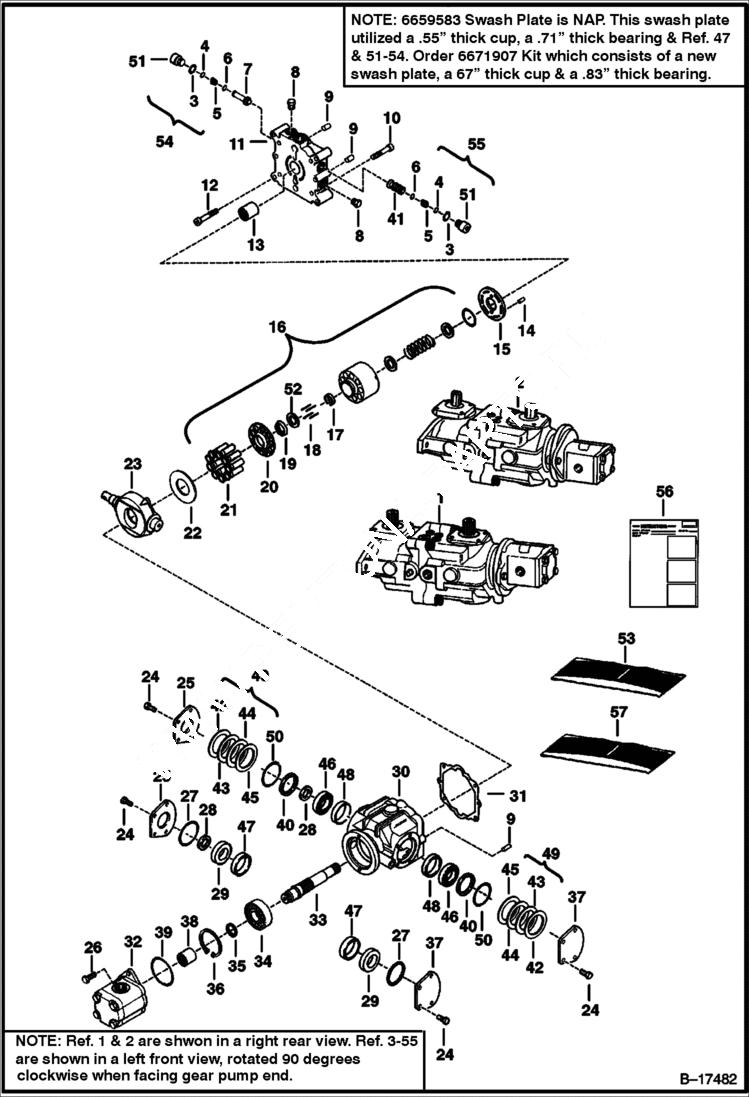 Схема запчастей Bobcat 700s - HYDROSTATIC PUMP (Models M91-35906, 35908, 35910, 35911 & 35916) HYDROSTATIC SYSTEM