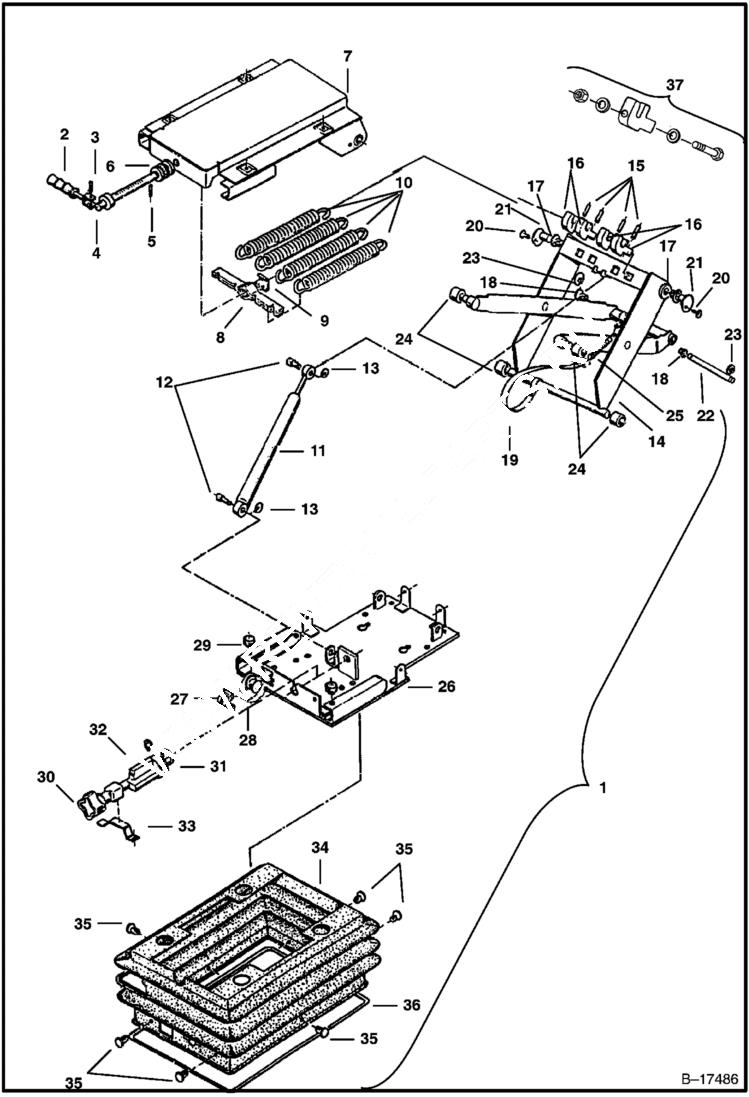 Схема запчастей Bobcat 331 - SEAT (Suspension) MAIN FRAME