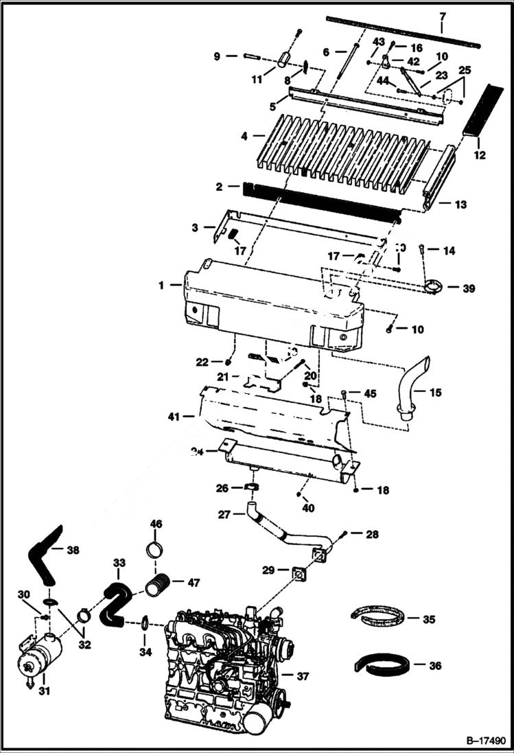 Схема запчастей Bobcat 700s - ENGINE & ATTACHING PARTS (Air Cleaner, Muffler & Grill) (S/N 5086 11733 & Below) POWER UNIT