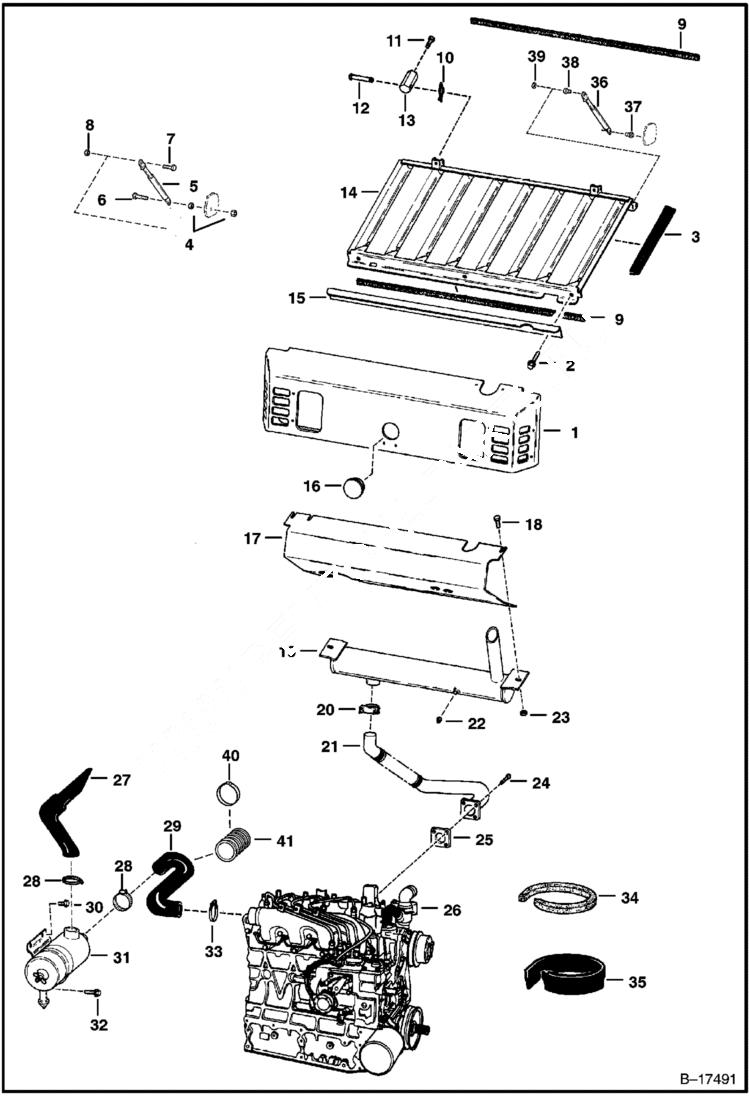 Схема запчастей Bobcat 700s - ENGINE & ATTACHING PARTS (Air Cleaner, Muffler & Grill) (S/N 5086 17642 & Above) POWER UNIT