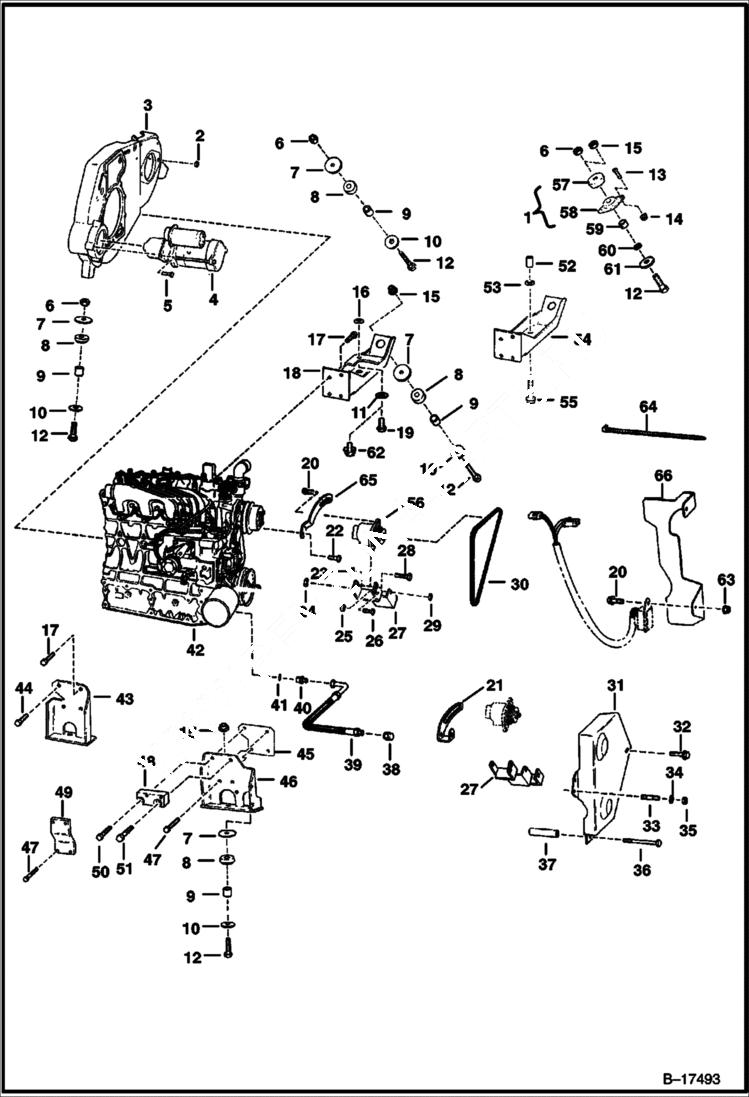 Схема запчастей Bobcat 700s - ENGINE & ATTACHING PARTS (Engine Mounts) POWER UNIT