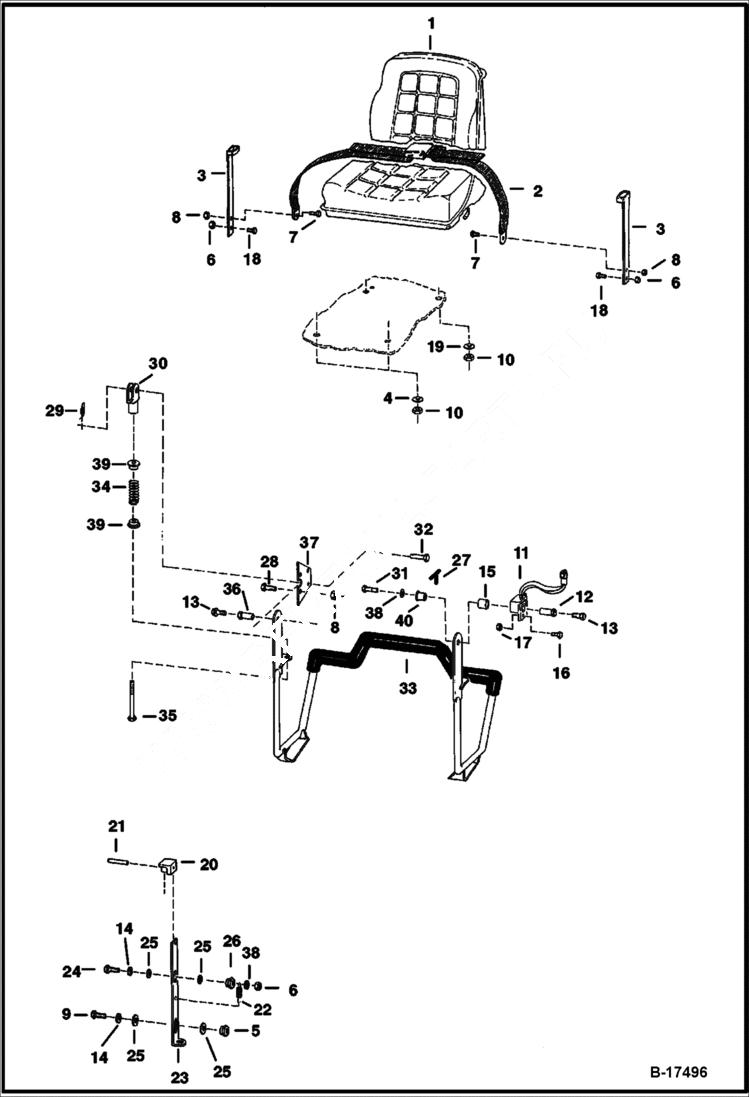 Схема запчастей Bobcat 400s - SEAT & SEAT BAR MAIN FRAME