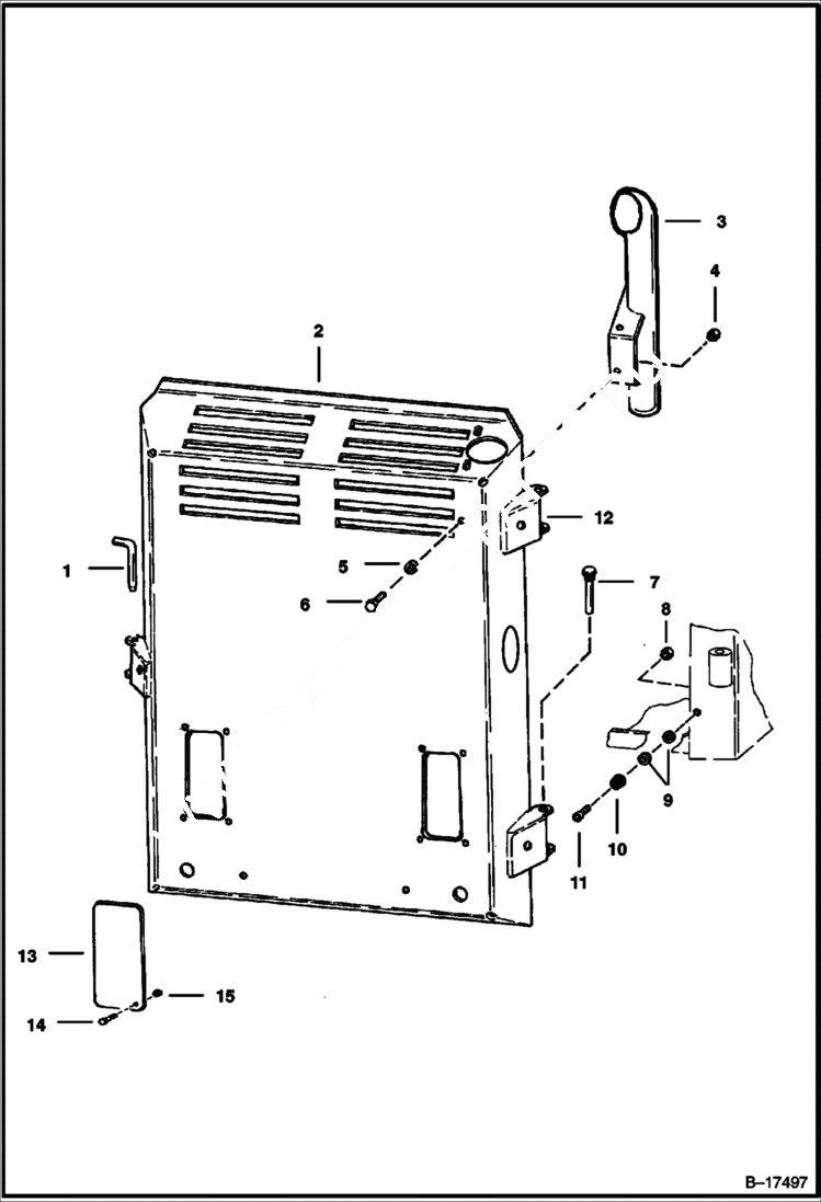 Схема запчастей Bobcat 400s - REAR DOOR (S/N 5150 11001 & Above, 5151 11001 & Above) MAIN FRAME