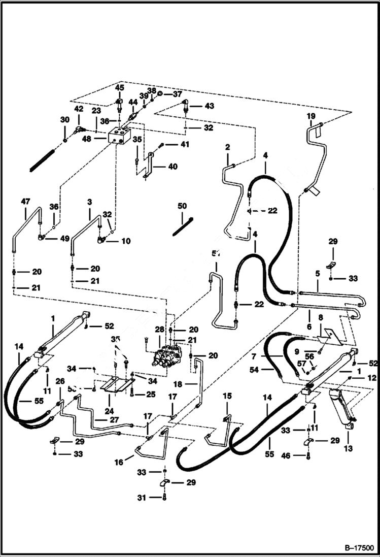 Схема запчастей Bobcat 400s - HYDRAULIC CIRCUITRY (W/O Bucket Positioning Valve) HYDRAULIC SYSTEM