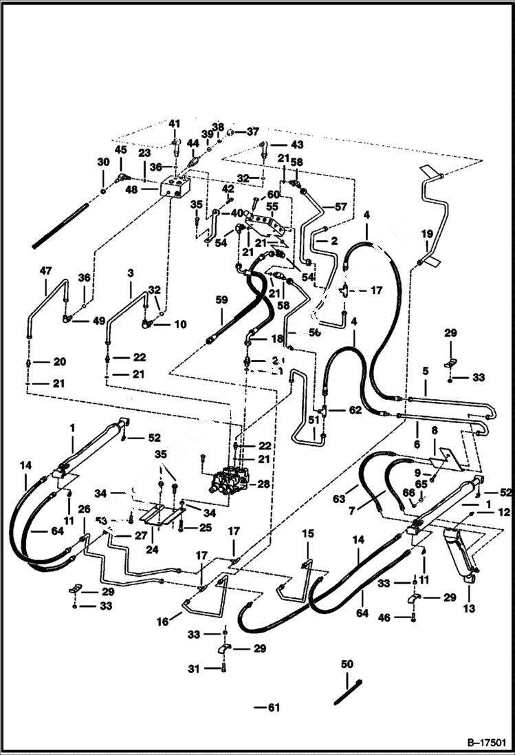 Схема запчастей Bobcat 400s - HYDRAULIC CIRCUITRY (W/ Bucket Positioning Valve) HYDRAULIC SYSTEM