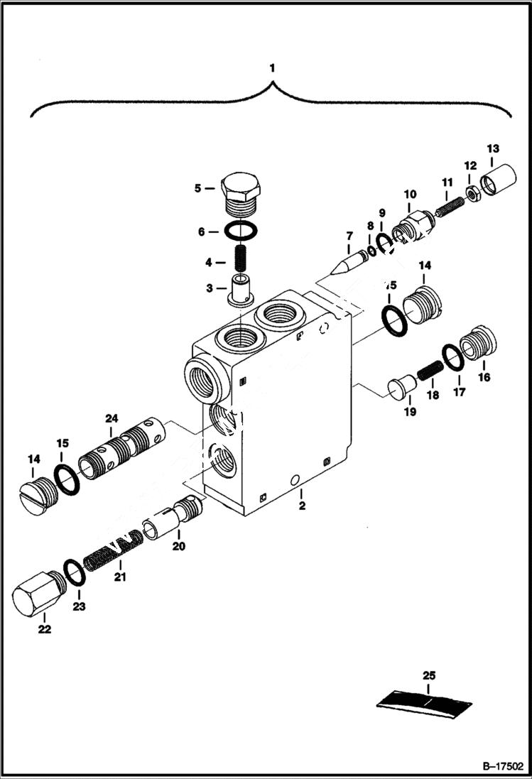 Схема запчастей Bobcat 400s - BUCKET POSITIONING VALVE HYDRAULIC SYSTEM