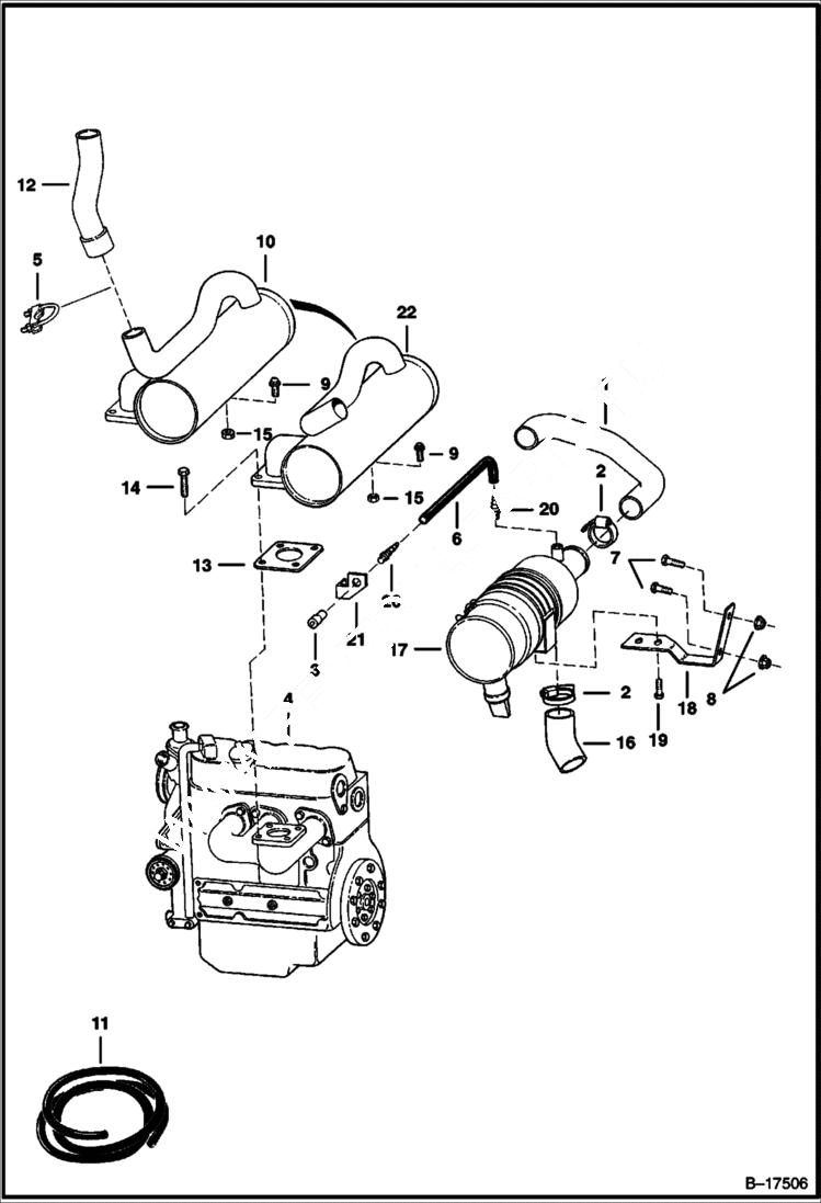 Схема запчастей Bobcat 400s - ENGINE & ATTACHING PARTS (Intake & Exhaust) POWER UNIT