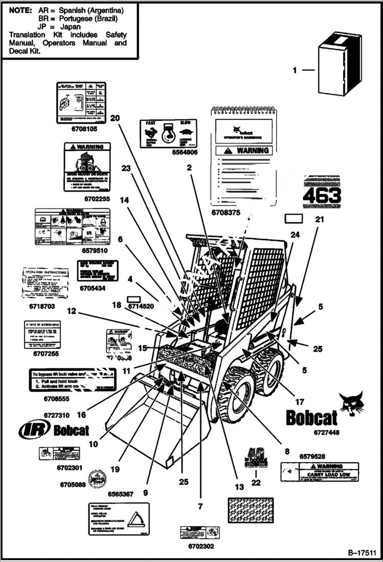 Схема запчастей Bobcat 400s - DECALS ACCESSORIES & OPTIONS