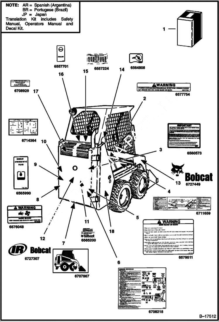 Схема запчастей Bobcat 400s - DECALS ACCESSORIES & OPTIONS