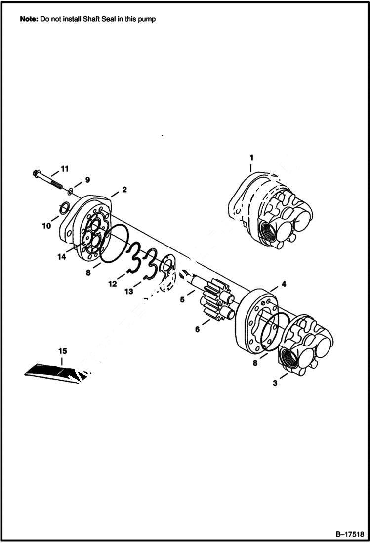 Схема запчастей Bobcat 400s - GEAR PUMP HYDROSTATIC SYSTEM